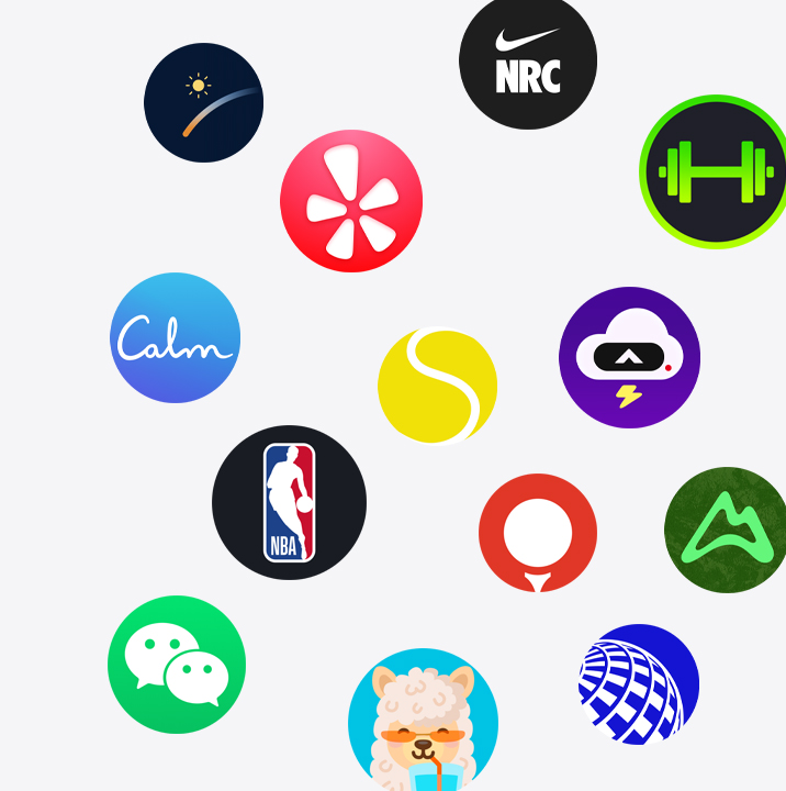 Ícones de apps da App Store no Apple Watch.