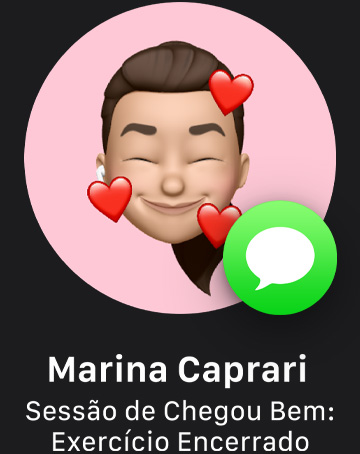 Um memoji com o ícone do Mensagens indicando um aviso do Chegou Bem