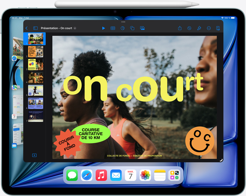 iPad Air montrant l’utilité de Stage Manager pour le multitâche