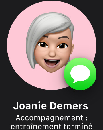 Memoji avec l’icône de Message indiquant un accompagnement