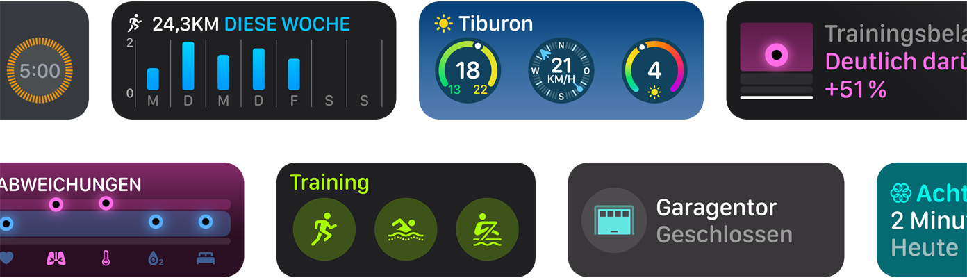 Eine Auswahl neuer App Widgets für watchOS