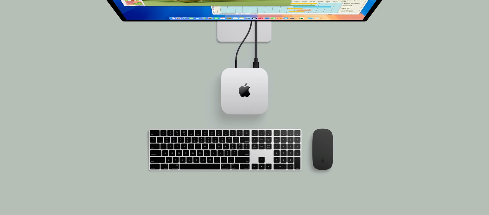 Studio Display, Magic Keyboardi ja Magic Mouse'iga Mac mini