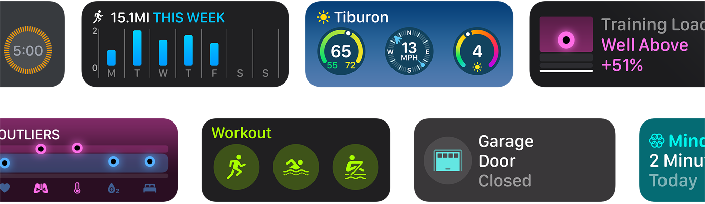 Eine Auswahl neuer App Widgets für watchOS