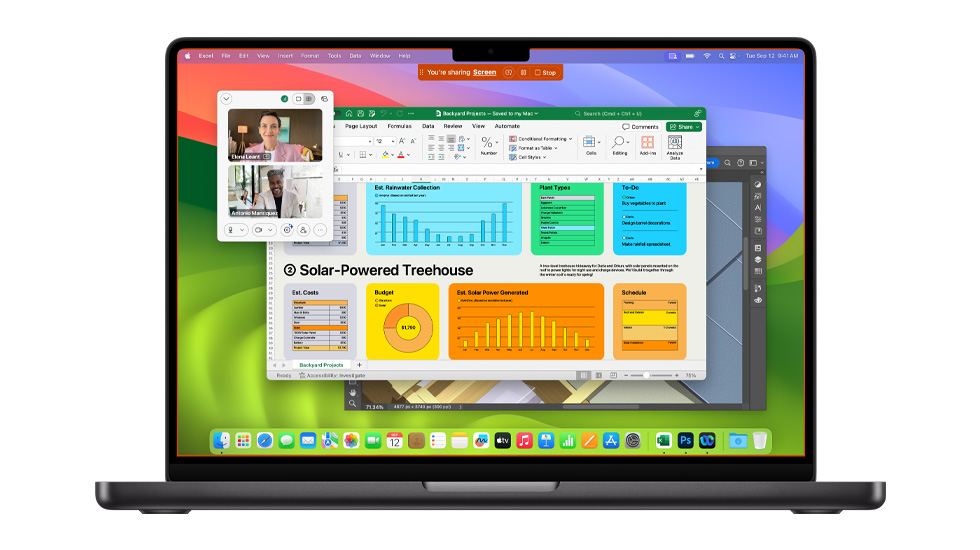 Mac 螢幕顯示數個開啟的 app，包括 Zoom 和 Excel。