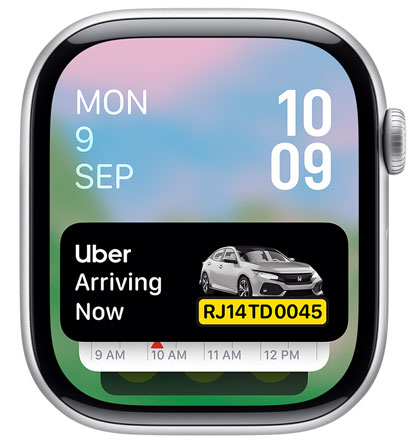 An Apple Watch screen displaying the Uber app widget