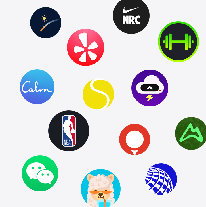 The icons of Apple Watch apps from the App Store.