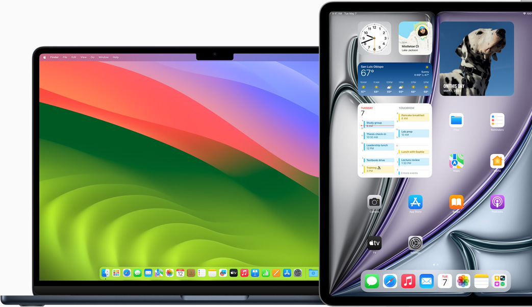 MacBook Air and iPad screen displays