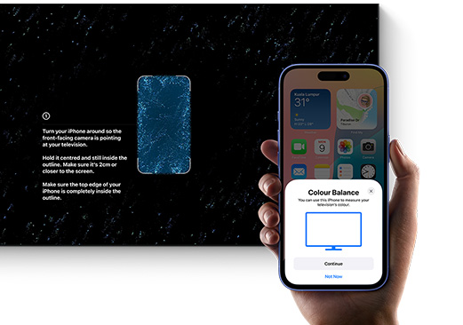 iPhone being used to colour balance a television