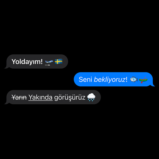 iMessage’daki kelimelere ve emojilere uygulanan efektlerin gösterimi