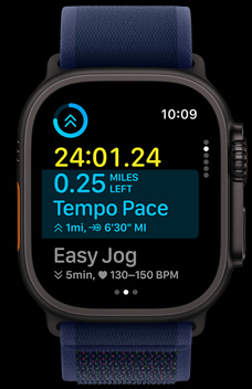 Custom workouts demonstrating how many miles left and the amount of time they’ve been running.