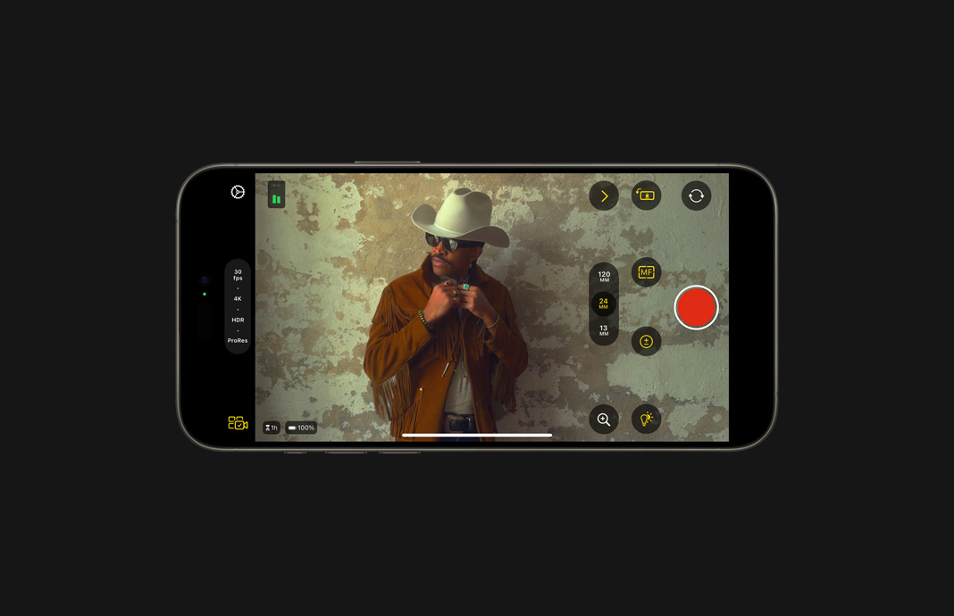 Capturing footage in Final Cut Camera on iPhone.