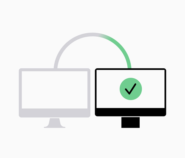 Simple illustration demonstrating the transfer of data from an old laptop to a new one.