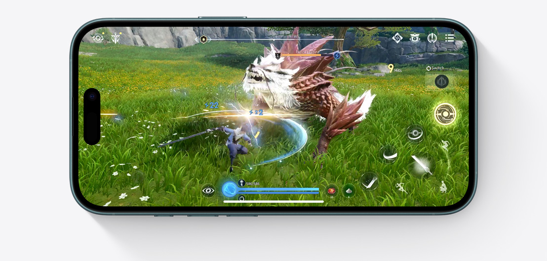 iPhone 16 screen displaying a game