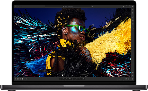 MacBook Pro de 16 polegadas a mostrar o ecrã Liquid Retina XDR