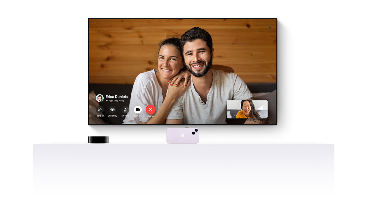 Apple TV 4k và iPhone kết hợp cùng nhau để đưa FaceTime lên TV màn hình phẳng